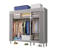 ZHANGshouf Steel FrameAssembled Large-capacity Multi-functional Storage,Canvas Wardrobe,Portable Wardrobe Clothing Wardrobe Shelves Clothes Bedroom Living Room Balcony, 173 * 46 * 126CM