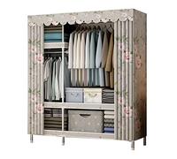 ZHANGshouf Wardrobe, Canvas Wardrobe, Fabric Wardrobe With Hanging Rail, Foldable Clothes Closet Storage Organizer for Clothes, Bags,C-105x45x172cm