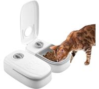 Zhangsiyu 2 Meal Automatic Pet Feeder, Cat Feeder Automatic With Timer, Dry and Wet Food Dispenser, 700ml Pet Cat Food Dispenser, 48 Hours Timer, Dishwasher Safe, For Cats And Small Dogs