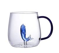 ZHANGWING Coffe Mug 380ml Glass 3D Cute Animal Shape Juice Cold Drink Mug Coffee Cup with Handle (Color : Whale)