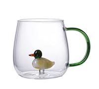 ZHANGWING Coffe Mug 380ml Glass 3D Cute Animal Shape Juice Cold Drink Mug Coffee Cup with Handle (Color : Duck)