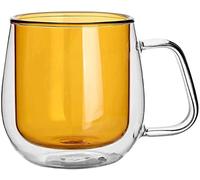 ZHANGWING Coffe Mug Double Walled Glass with Handle Coffee Mugs Insulated Glassware Tea Milk Drinking Glasses Coffee Mugs Whiskey Beer Glasses (Capacity : 200-300ml, Color : Amber)