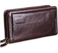 ZHANGXABN Wallets Leather Clutch Wallet Men's Large Capacity Travel Purse for Passport Cover Business Men Handy Clutches Long (A)