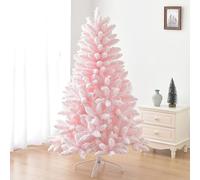 ZHANGXAO Flocked Christmas tree Snowy Redwood Pine Artificial Christmas Tree, Premium Hinged Tree with Metal Legs, Festive Party Holiday Fake Xmas Tree(150cm/4.9ft)