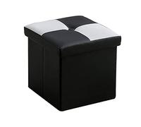 ZHANGXAO Folding Ottoman, Storage Box Space-Saving Footrest Faux Leather Footstool Seat Shoe Bench Suitable for Living Room Bedroom Hallway-31x31x31cm(12x12x12inch)-Black
