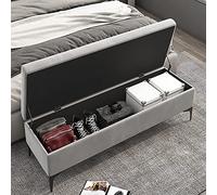 ZHANGXAO No Need To Assemble,Premium Storage Chest Bedroom Bench With Storage,Storage Bench Velvet Upholstered End Of Bed Bench,Storage Ottoman Bench-Light gray 100x40x43cm(39x16x17inch)