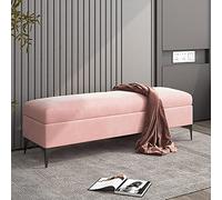 ZHANGXAO Storage Bench,Storage Bench Velvet Upholstered End of Bed Bench,Premium Storage Chest Bedroom Bench with Storage,No Need to Assemble-Pink 100x40x43cm(39x16x17inch)