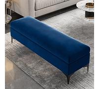 ZHANGXAO Storage Ottoman Bench,Storage Bench Velvet Upholstered End Of Bed Bench,Premium Storage Chest Bedroom Bench With Storage,No Need To Assemble-Blue 100x40x43cm(39x16x17inch)
