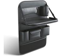 ZhangXD Car Backseat Organizer with Foldable Table Tray, Car Seat Storage Hanging Bag for FORD Mustang Mach-E 2021-2022 2023, PU Leather Car Seat Back Organiser