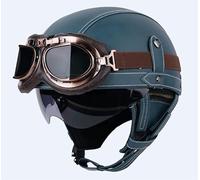 ZHANGXIO German Motorcycle Half Helmet, ECE Approved Open-Face Motorbike Helmets, Retro Half Shell Helmet with Adjustable Quick Release Buckle+Goggles for Adults Men Women