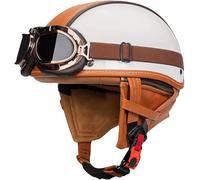 ZHANGXIO Motorcycle German Style Half Helmet ECE Approved Retro Open Face Helmet with Adjustable Quick Release Buckle Goggles for Bicycle Cruiser Scooter, Adult Men Women