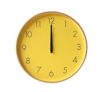 ZHANGXLIOZ-2025 Decorative Clocks Yellow Mute Solid Wood Wall Clock Battery-Powered Timeless Rustic Style(16 inches)