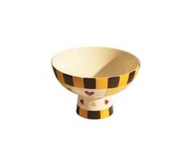 ZHANGXLIOZ-2025 Fruit Bowl Ceramic Fruit Bowl, Decorative Pedestal, Decorated Tray for Kitchen Counter and Dining Table, Bread and Salad with Feet(Bruin)