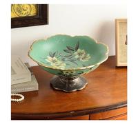 ZHANGXLIOZ-2025 Fruit Bowl Standing Fruit Display Tray Home Ceramics Candy Snack Living Tableware Bread Plate Food Container Decoration(Green)