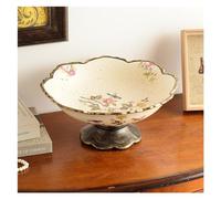 ZHANGXLIOZ-2025 Fruit Bowl Standing Fruit Display Tray Home Ceramics Candy Snack Living Tableware Bread Plate Food Container Decoration(Beige)