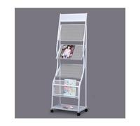 ZHANGXLIOZ-2025 Magazine Rack Magazine Holder Floor-Standing Brochure Stand, Display with Wheels, Rack for Newspaper and Products Exhibition(White)