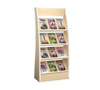 ZHANGXLIOZ-2025 Magazine Rack Wooden Magazine Rack Floor-standing Information Display Storage Publicity Floor Newspaper(Original Wood)