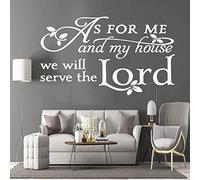 ZHANGXUANS Black vinyl wall sticker - I and my house will serve the Lord, suitable for living room, expressing religious themes, removable wall sticker 57 x 97 cm