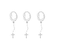 ZhangyiHot 3 Pcs Plastic Rosary Beads Luminous Necklace Catholicism Prayer Religious Jewelry, Cross Necklace for Women, Cross Necklace for Men, Women's Chain Necklaces(White)