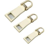ZhangyiHot 3Pcs Gold Metal Zipper Pull Replacement, Zipper Slider Pull Tab, Crafts and Sewing for Luggage, Backpack, Jacket, Suitcase, Coat (S, L, M) (ZS528)