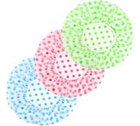 Zhangzitao 3 shower caps, reusable, with elastic band, waterproof plastic shower cap, suitable for both boys and girls (mixed color)