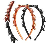 Zhangzitao 4PCS Headband with Clips, Toothed Double Bangs Butterfly Clip Headband, Professional Braided Headbands with 8 Clips Each, Hairstyle Accessories for Women, Gifts for Women