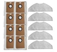 Zhanhai 13 Pack Microfiber Mop Pads Dust Bags Fits For Tapo RV30 MAX Plus For RV20 MAX Plus Robot Vacuum Cleaner Replacement Part,5 Mop Pads,8 Dust Bags