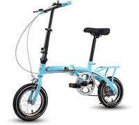 ZHANIZING 12" Lightweight Alloy Folding City Bike Bicycle, Dual Disc brakes, Folding Pedals,for Students(Blue)