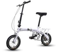 ZHANIZING 12" Lightweight Alloy Folding City Bike Bicycle, Dual Disc brakes, Folding Pedals,for Students(White)