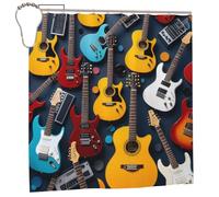 ZHANLEI Music Guitar Printed Shower Curtain,Heavy Duty Thick Fabric Curtains for Bathroom Décor Curtain Set with 12 Iron Hooks,72x72 in
