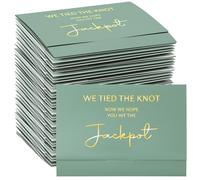 Zhanmai 100 Pcs Lottery Ticket Envelopes for Wedding Favors Sage Green Greeting Card Envelope Holders We Tied the Knot Now We Hope You Hit the Jackpot Scratch Ticket Holder for Bridal Shower Party