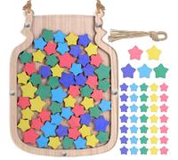 Zhanmai 11.57 x 8.66" Classroom Reward Jar for Kids Behavior Chart for Classroom Star Reward System Hanging Wooden Home Behavior Jar for Boys Girl Management Board Tools Incentive(Star,Wood)
