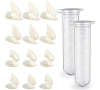 ZHANMAI 12 Pairs Vampire Teeth Costume 4 Size Fake Fangs with 2 Tooth Pellets for Cosplay Props Halloween Party Accessories Masquerade Dentures Makeup Dress up Favors