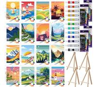 Zhanmai 16 Pcs 7.9 x 9.8 Inch Pre Drawn Canvas for Painting Kit Pre Stretched Canvas DIY Coloring Outline Painting Boards for Beginners Adults Party Favor Adult's Date Night (Natural Scenery)