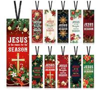 Zhanmai 200 Pcs Christian Bookmarks for Students Jesus is The Reason for The Reason Bible Verse Church Bookmarks Bulk for Christmas Sunday School Teacher Classroom Rewards Kids Gifts