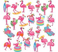 Zhanmai 24 Pcs Pink Flamingo Magnets Decoration Summer Refrigerator Magnets Tropical Flamingo Garage Door Magnet Flamingo Decorative Car Magnetic Stickers for Fridge Mailbox Cabinet Home Summer Decor