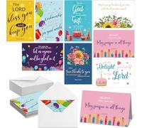 Zhanmai 24 Pcs Religious Birthday Cards Bulk with Scripture Bible Verse Assorted Christian Blessings Birthday Greeting Cards 4 x 6 Inch Inspirational Cards with Envelopes(Classic Style)