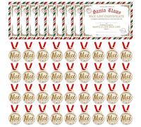 Zhanmai 36 Set Christmas Santa Nice List Certificate and Nice List Wooden Medal Awards with Red Neck Ribbon Christmas Certificate Medal for Kids Adults Xmas Holiday Party Favor Decor