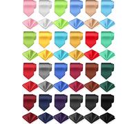 Zhanmai 48 Pcs Men Solid Color Ties and Pocket Square Set Satin Necktie Business Handkerchief for Wedding Party, Bright Color, 5 x 3.1 inches