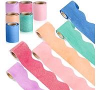 Zhanmai Borders for Bulletin Board Decoration, 98.5ft Watercolor Color Scalloped Classroom Bulletin Board Border Rolls for Spring School Office Chalkboard Whiteboard Poster Decor