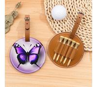 ZhanMg Brown Golf Tees Organizer Bag - Versatile Purple Butterfly print Belt Clip Bag for Golf Carry - Perfect Portable Protection on The Court.