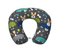 ZhanMg Wearing Clothes Corgi Dogs Memory Foam Travel Pillow - U-Shaped Neck Support - Ideal for Driving, and Resting from Cervical Spine Fatigue