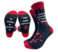 ZHANTUONE I'd Rather Be Listening To True Crime Podcasts Novelty Fashion Breathable Casual Cotton Socks, Unisex Cozy Knitted Crew Socks, Crime Inspired Gifts, Gifts for Crime Fans Friends Coworker