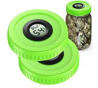 ZHANXUBIO Airtight Mason Jar Lids Built-In Stash Hygrometer Herb Curing monitor fits all Wide Mouth/Regular Mouth Mason Jars humidity lid 2pcs (86mm, Green)