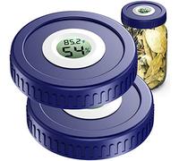 ZHANXUBIO Airtight Mason Jar Lids Built-In Stash Hygrometer Herb Curing monitor fits all Wide Mouth/Regular Mouth Mason Jars humidity lid 2pcs (86mm, Blue)