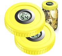 ZHANXUBIO Airtight Mason Jar Lids Built-In Stash Hygrometer Herb Curing monitor fits all Wide Mouth/Regular Mouth Mason Jars humidity lid 2pcs (86mm, Yellow)