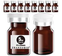 ZHANXUBIO Sterile Empty Vials with Self Healing Injection Port and Aluminum Plastic Cap,Sterile Package (5ml Amber 10PCS)