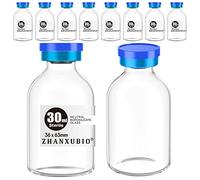 ZHANXUBIO Sterile Empty Vials with Self Healing Injection Port and Aluminum Plastic Cap,Sterile Package (30ml Clear 10PCS)