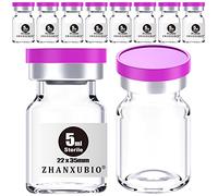 ZHANXUBIO Sterile Empty Vials with Self Healing Injection Port and Aluminum Plastic Cap,Sterile Package (5ml Clear 10PCS)