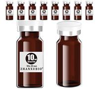 ZHANXUBIO Sterile Empty Vials with Self Healing Injection Port and Aluminum Plastic Cap,Sterile Package (10ml Amber 10PCS)